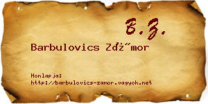 Barbulovics Zámor névjegykártya